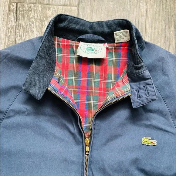 Lacoste Dark Blue Harrington Jacket with Tartan Interior - Picture 2 of 5